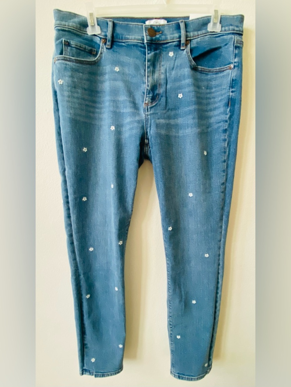 NWT LOft  Blue Floral Embroidered Women’s Jeans skinny ankle (8)